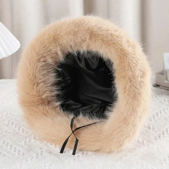 Faux Fur Bucket Winter Hat tan